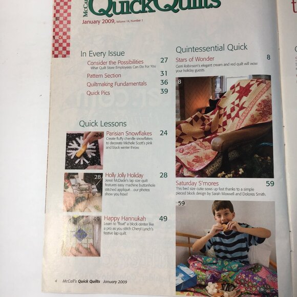 McCalls Quick Quilts Magazine January 2009 Edition 50+ Fast Patterns Easy Tips - Picture 3 of 8